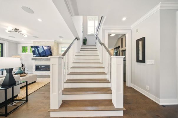 Fireplace, Interior, Recessed Lighting, Wood Texture Flooring