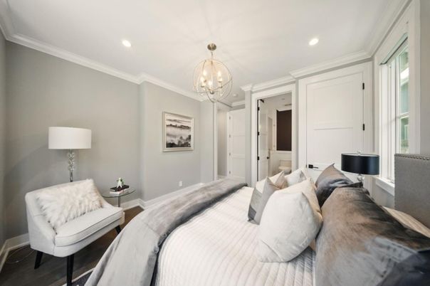 Bedroom, Chandelier, Interior, Recessed Lighting