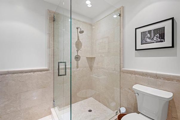 Bathroom, Glass Shower, Interior, Recessed Lighting