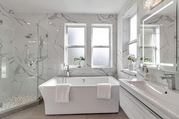 Bathroom, Free Standing Baths, Interior, Marble Walls