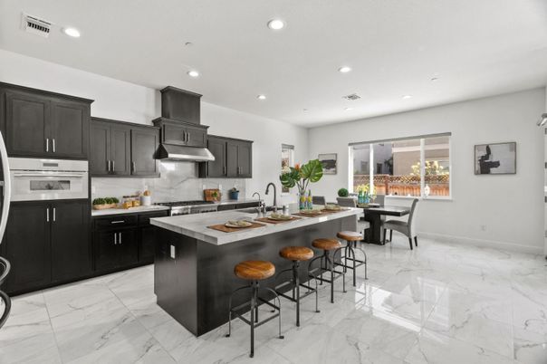 Dining room, Interior, Kitchen, Marble, Recessed Lighting, Stainless Steel Appliances