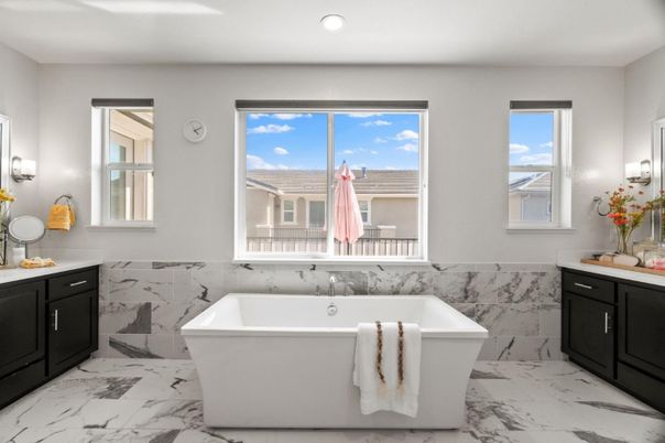 Bathroom, Free Standing Baths, Interior, Marble, Marble Walls, Recessed Lighting
