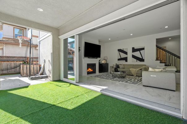 Fireplace, Interior, Living room, Marble, Recessed Lighting