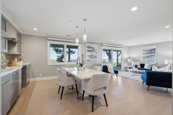 Dining room, Interior, Kitchen, Living room, Pendant Lights, Recessed Lighting, Stainless Steel Appliances