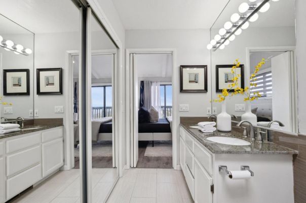Bathroom, Dual Sink Vanities, Interior, Wood Texture Flooring