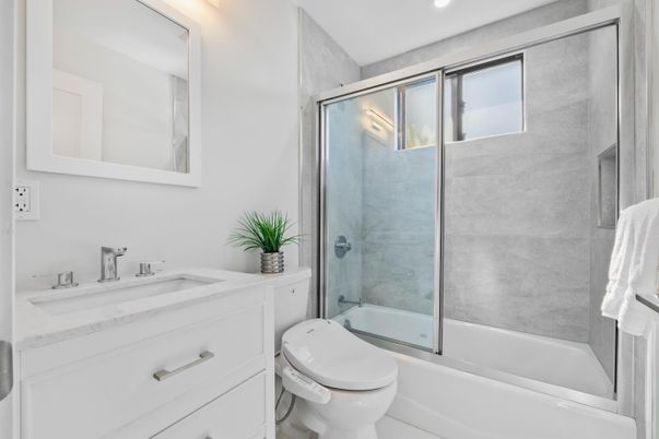 Bathroom, Glass Shower, Interior, Recessed Lighting