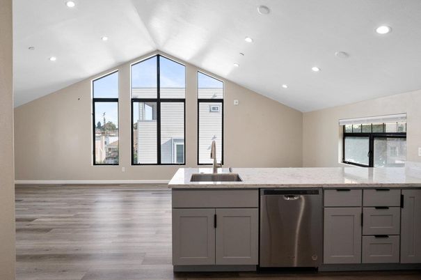 Interior, Kitchen, Recessed Lighting, Wood Texture Flooring