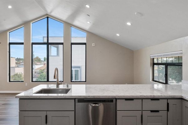 Interior, Kitchen, Recessed Lighting, Wood Texture Flooring