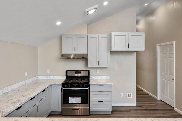 Interior, Kitchen, Recessed Lighting, Wood Texture Flooring