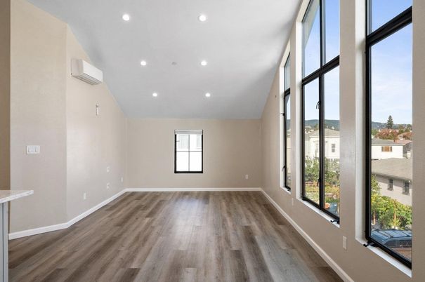 Empty room, Interior, Recessed Lighting, Wood Texture Flooring