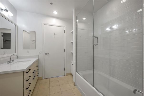 Bathroom, Dual Sink Vanities, Glass Shower, Interior, Recessed Lighting