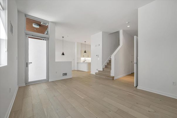 Empty room, Interior, Pendant Lights, Recessed Lighting, Wood Texture Flooring