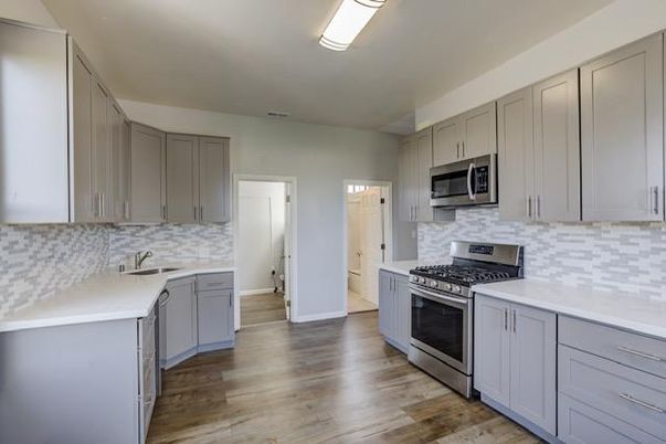 Interior, Kitchen, Stainless Steel Appliances, Wood Texture Flooring