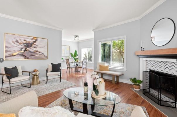 Dining room, Fireplace, Interior, Living room, Wood Texture Flooring