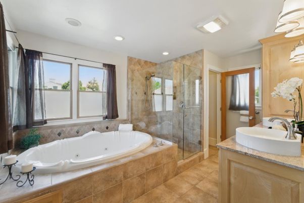 Bathroom, Glass Shower, Interior, Recessed Lighting