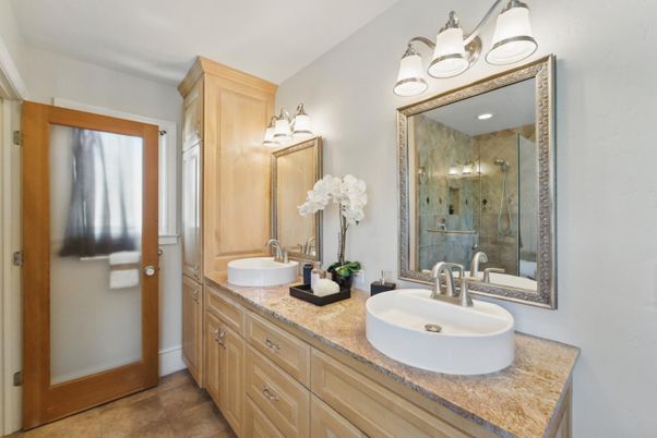 Bathroom, Dual Sink Vanities, Glass Shower, Interior