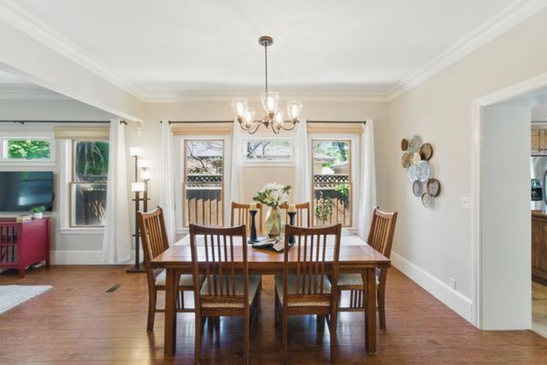 Chandelier, Dining room, Interior, Wood Texture Flooring