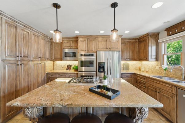 Interior, Kitchen, Pendant Lights, Recessed Lighting, Stainless Steel Appliances