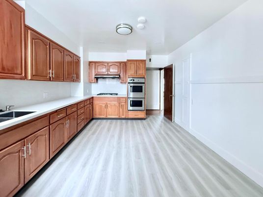 Interior, Kitchen, Stainless Steel Appliances, Wood Texture Flooring