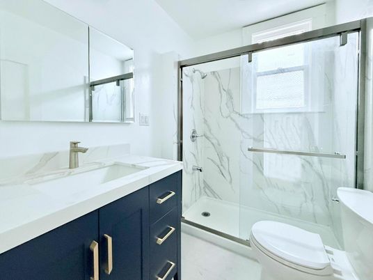 Bathroom, Glass Shower, Interior, Marble Walls