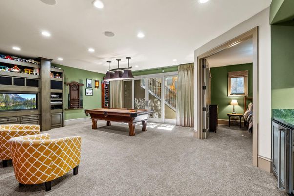 Billiard Table, Game Room, Interior, Pendant Lights, Recessed Lighting