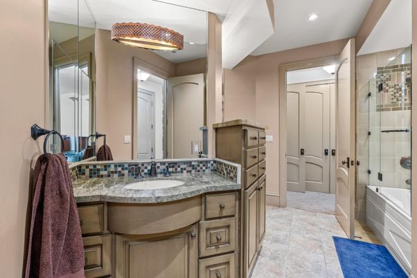 Bathroom, Glass Shower, Interior, Recessed Lighting