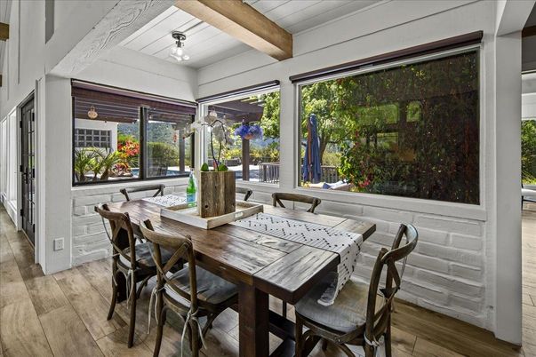 Dining room, Interior, Wooden Beams, Wood Texture Flooring