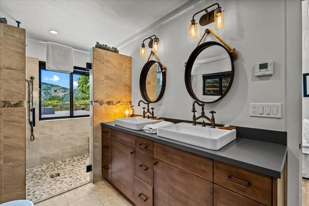 Bathroom, Dual Sink Vanities, Glass Shower, Interior, Recessed Lighting