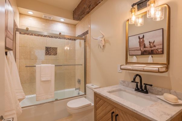 Bathroom, Glass Shower, Interior, Recessed Lighting