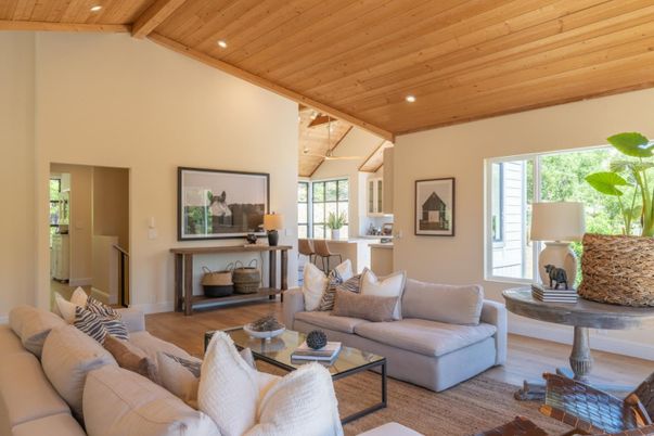 Interior, Living room, Recessed Lighting, Wooden Beams, Wooden Ceilings, Wood Texture Flooring