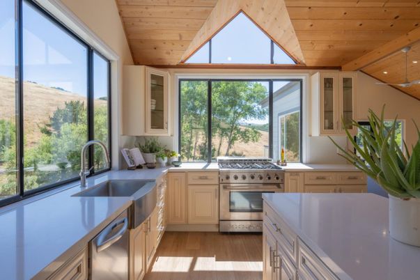 Interior, Kitchen, Stainless Steel Appliances, Wooden Ceilings, Wood Texture Flooring