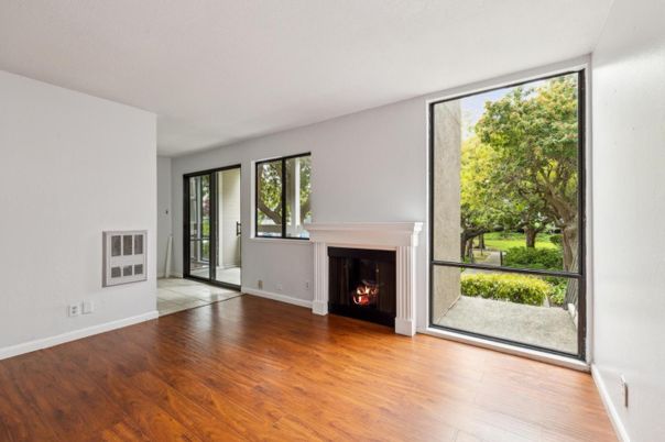 Empty room, Fireplace, Interior, Wood Texture Flooring