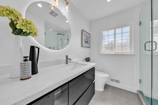 Bathroom, Glass Shower, Interior, Recessed Lighting