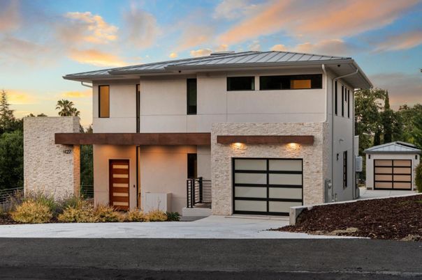 Attached, Detached Garage, Exterior, Facade, Modern