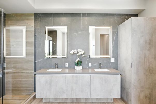 Bathroom, Dual Sink Vanities, Interior, Wood Texture Flooring