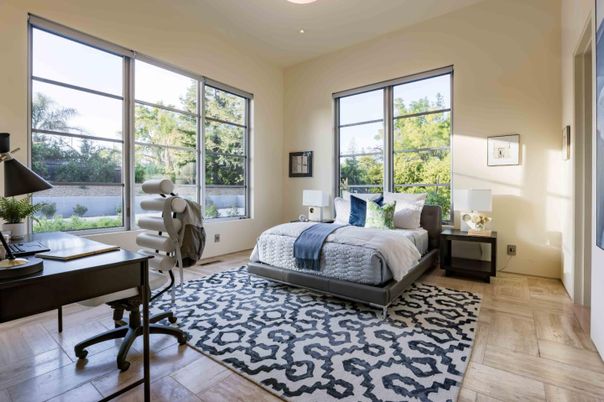 Bedroom, Home Office, Interior, Recessed Lighting, Wood Texture Flooring