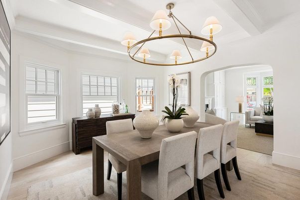 Chandelier, Dining room, Interior, Wood Texture Flooring
