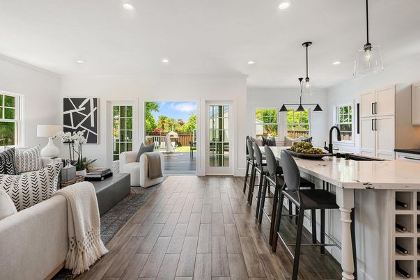 Dining room, Interior, Kitchen, Living room, Pendant Lights, Recessed Lighting, Wood Texture Flooring