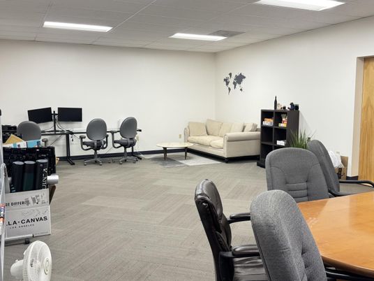 Home Office, Interior, Recessed Lighting, Wood Texture Flooring