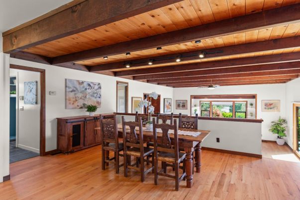 Dining room, Interior, Wooden Beams, Wooden Ceilings, Wood Texture Flooring