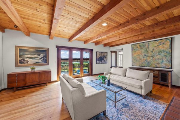 Interior, Living room, Recessed Lighting, Wooden Beams, Wooden Ceilings, Wood Texture Flooring