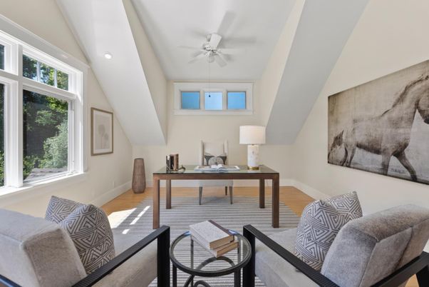 Home Office, Interior, Recessed Lighting, Wood Texture Flooring