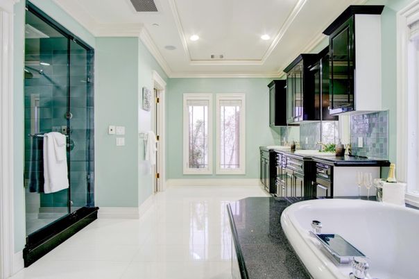 Bathroom, Glass Shower, Interior, Recessed Lighting