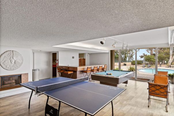Billiard Table, Game Room, Interior, Wood Texture Flooring