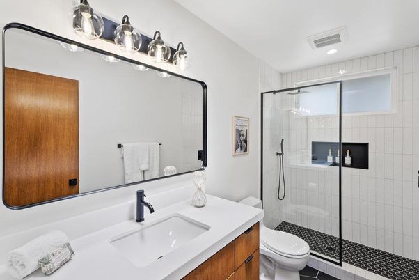 Bathroom, Glass Shower, Interior, Recessed Lighting