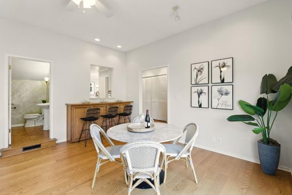 Bathroom, Dining room, Interior, Recessed Lighting, Wood Texture Flooring