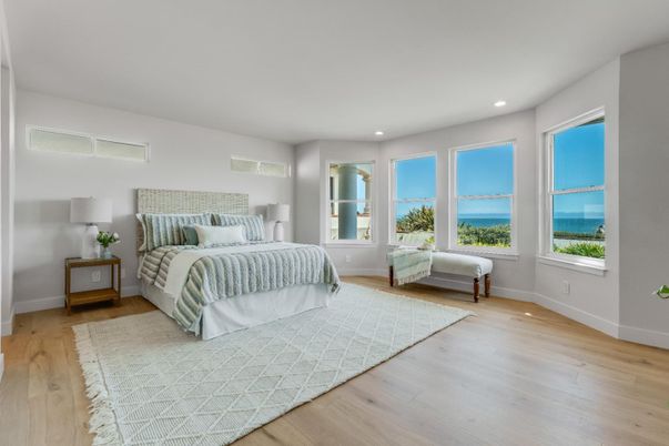 Bedroom, Interior, Recessed Lighting, Water, Wood Texture Flooring