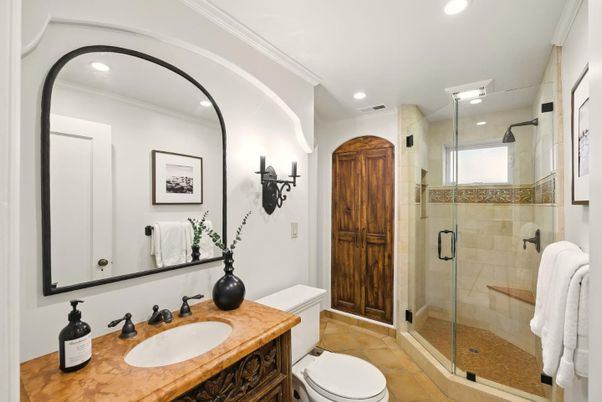 Bathroom, Glass Shower, Interior, Recessed Lighting