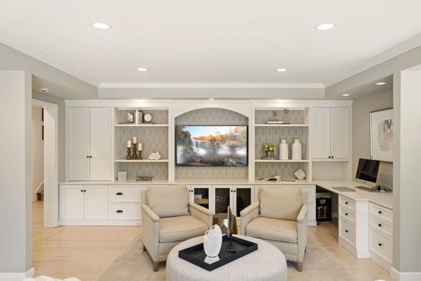 Home Office, Interior, Recessed Lighting, Wood Texture Flooring