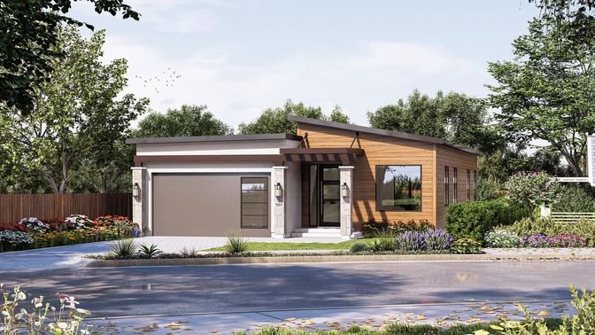 Attached, Exterior, Facade, Modern